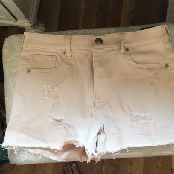Express Sz 8 blush high rise stretch jean shorts - Picture 1 of 5